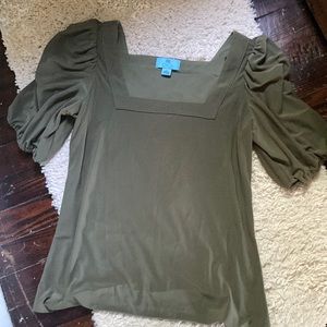 CeCe Army Green Blouse